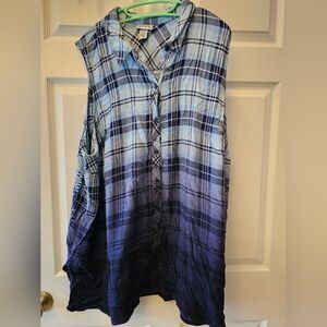 Catherine's Blue Plaid Sleeveless Shirt